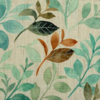 Viskose Leinen Madeira Blätter beige/aqua/braun von Swafing